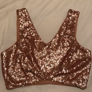 Rose Gold Sequined Crop Top S